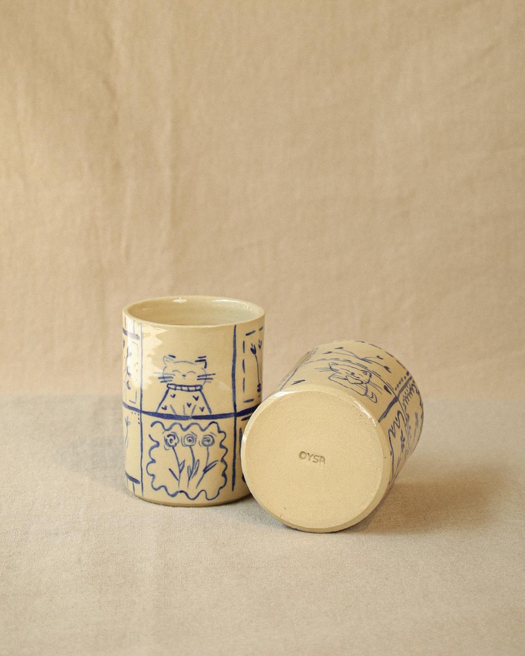 CAT Mug – Handcrafted Pattern