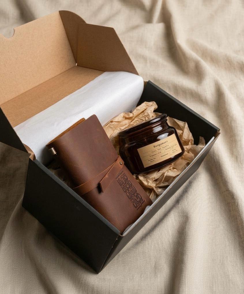 شمعة ونوت بوك: علبة هدية